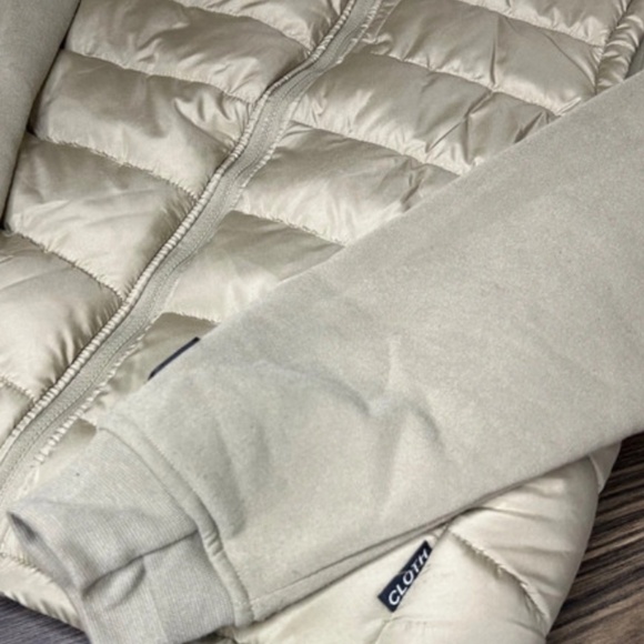 Brooklyn Cloth Men’s Puffer Jacket Medium Quilted Hooded Full Zip Gray - Picture 2 of 6